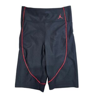 Jordan Essentials Mid-Rise Bike Shorts Black Red Women's Size Small
